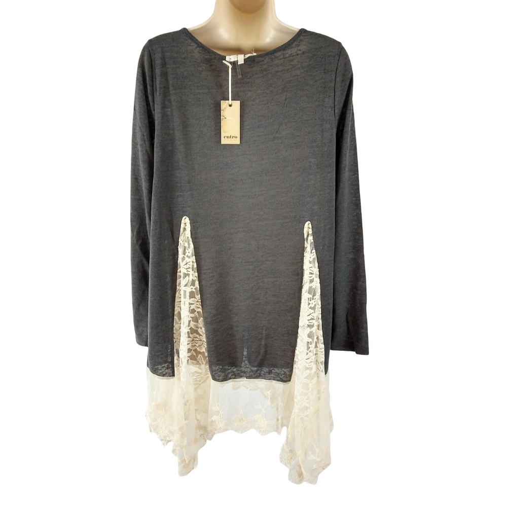 Entro Charcoal and Ivory Lace Tunic - Picture 6 of 9